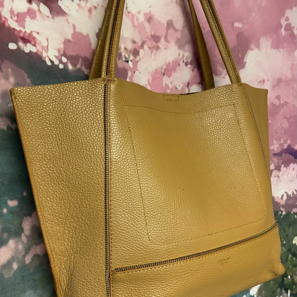 Botkier Soho Leather Tote Bag in Gold Platinum Shoulder Purse - Picture 8 of 12